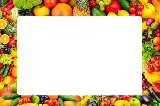 istock Frame of fresh fruits and vegetables. 846314912