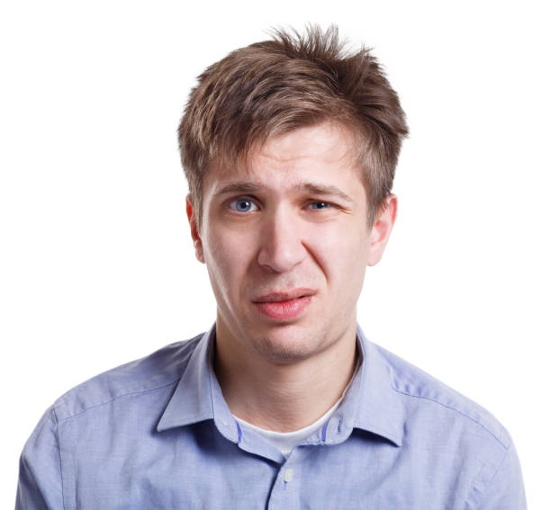 istock Emotions, man face expressing disgust, isolated 846318420