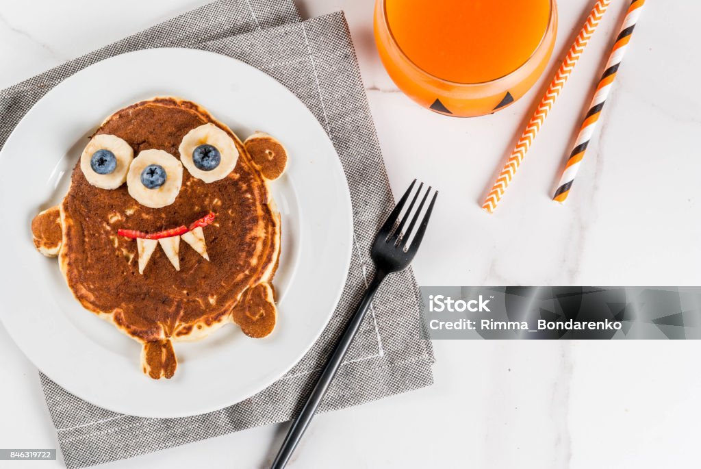 Lustige Pfannkuchen für Halloween - Lizenzfrei Halloween Stock-Foto