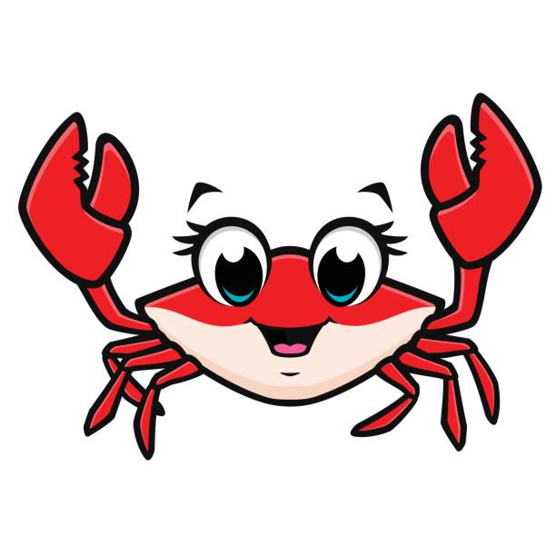 Cartoon Cute Crab vector art illustration