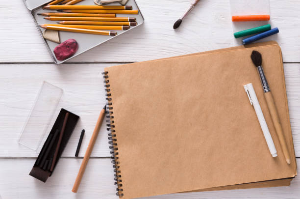 istock Drawing tools, stationary, workplace of artist 846335150