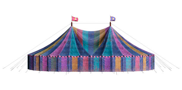 3D rendering of a vintage carnival big tent isolated on white background