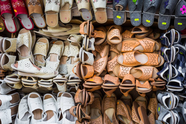 istock Leather shoes at traditional market. 846341968