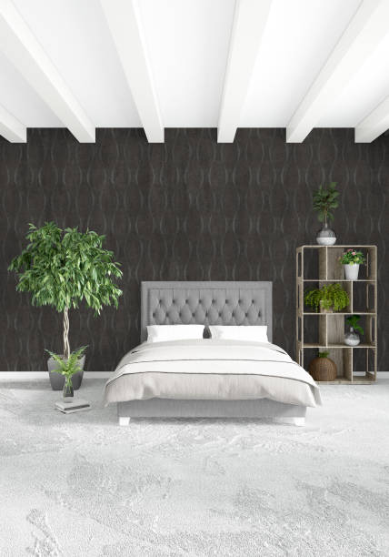 istock Vertical Bedroom Minimal or Loft style Interior Design. 3D Rendering. Concept idea. 846346804
