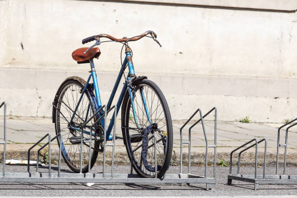 istock Bicycle parked in the street on the bicycle rack 846346864