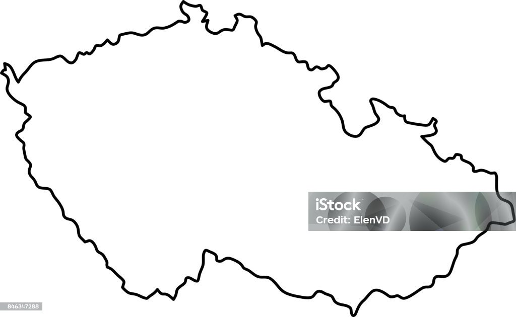 Republica Checa el mapa de curvas de nivel negro de ilustración vectorial - arte vectorial de República Checa libre de derechos
