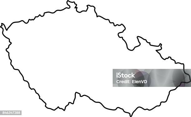 Ilustración de Republica Checa El Mapa De Curvas De Nivel Negro De Ilustración Vectorial y más Vectores Libres de Derechos de República Checa