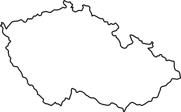 ilustrações, clipart, desenhos animados e ícones de mapa da república checa de curvas de contorno pretos de ilustração vetorial - czech republic illustrations