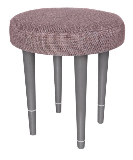 istock Handmade stool gray with white stripes. Round seat in grey material. 846351274