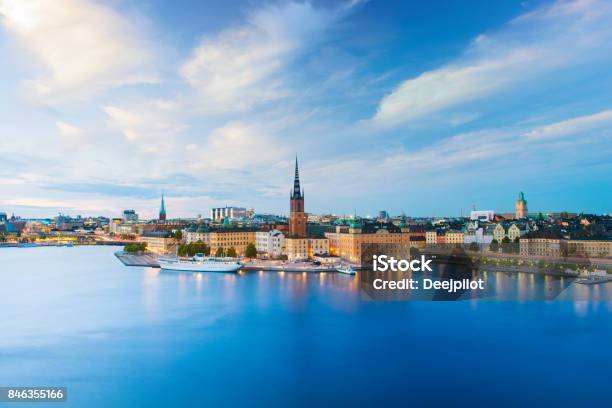 Riddarholmen And Gamla Stan Skyline In Stockholm At Twilight Sweden Stock Photo - Download Image Now
