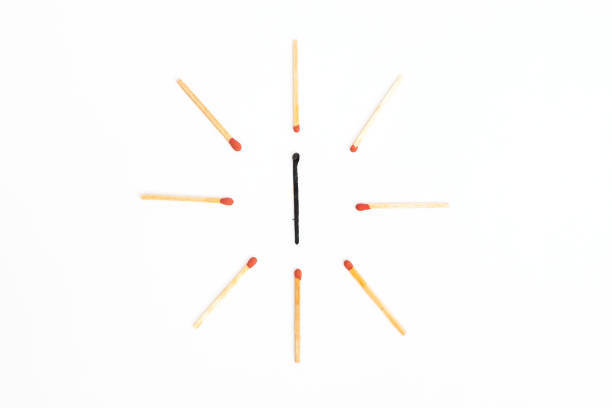istock burned with new wooden match sticks. Different Concept 846362570