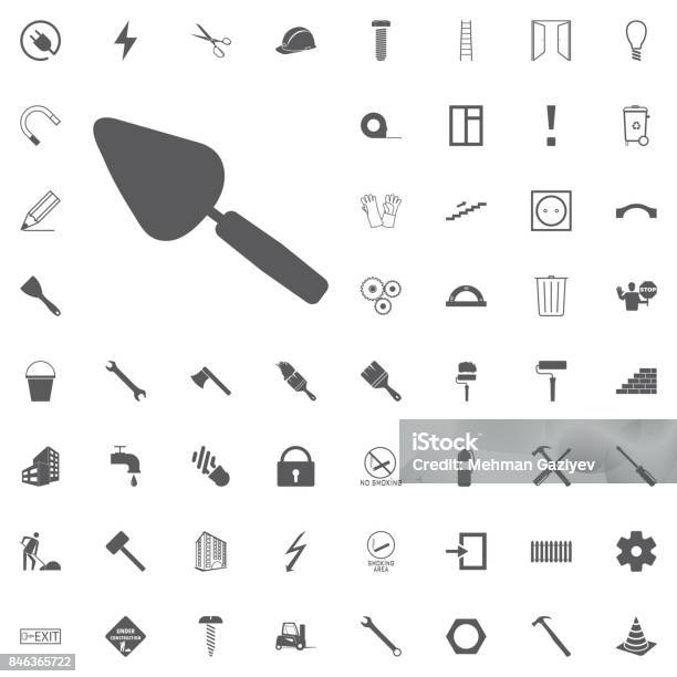 Trowel Icon Vector Construction Set Stock Illustration - Download Image Now - Plasterer, Azerbaijan, Bricklayer