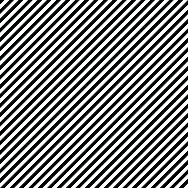wzór w paski bez szwu czarno-białe kolory. ukośny wzór rozłożony abstrakcyjny wektor tła. - czarno biały stock illustrations