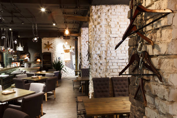istock Interior of modern restaurant, loft style 846366784