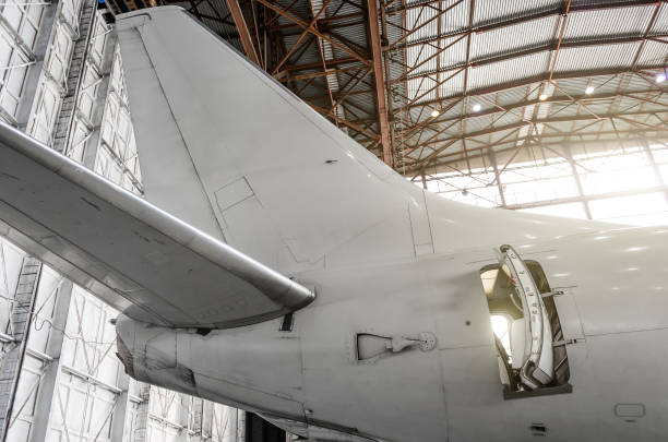 istock Aircraft in the hangar at the tail service 846370256