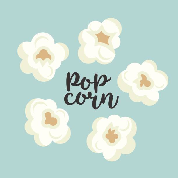 kolorowe elementy popcornu wektor ładny zestaw - popcorn snack bowl corn stock illustrations