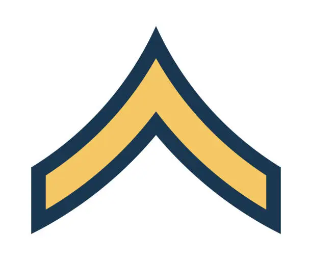 Vector illustration of Military Ranks and Insignia. Stripes and Chevrons of Army