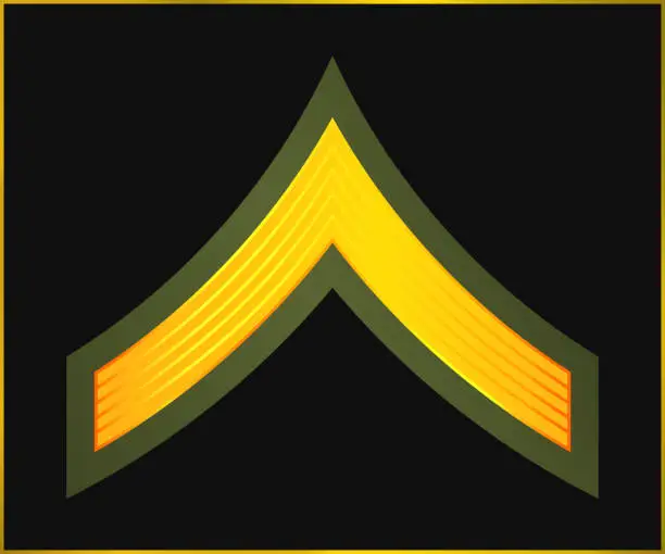 Vector illustration of Military Ranks and Insignia. Stripes and Chevrons of Army