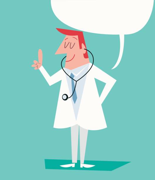 doctor giving medical indications in retro style
