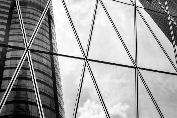 istock Modern office building detail, glass surface with B&W color 846382584