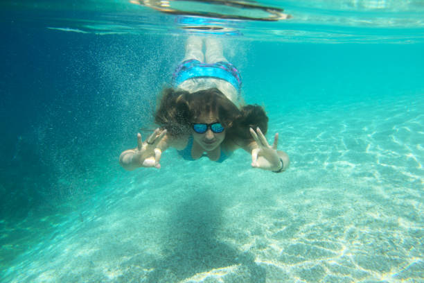 istock Woman swimming underwater 846383322