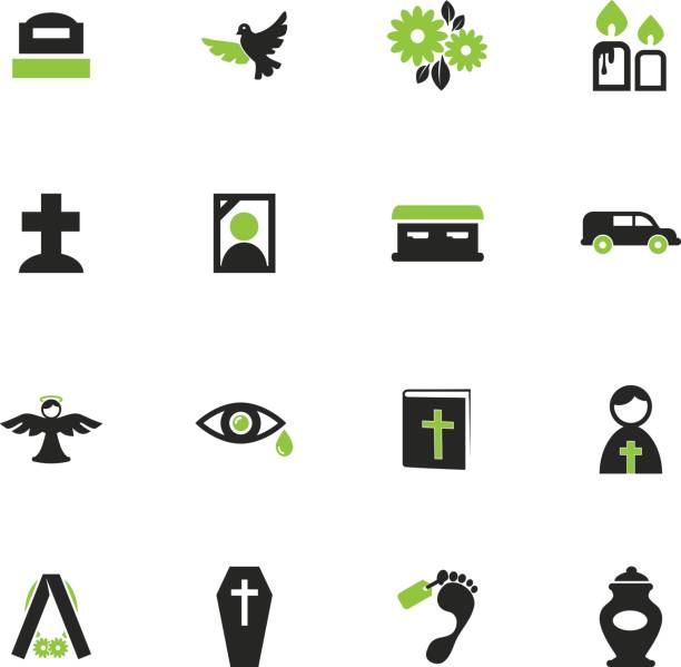 Funeral service icons set Funeral service vector icons for user interface design funeral home logo stock illustrations