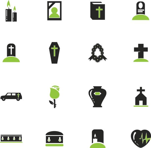 Funeral service icons set Funeral service vector icons for user interface design funeral home logo stock illustrations