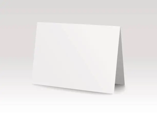 Vector illustration of Vector realistic blank bent paper card isolated on white background