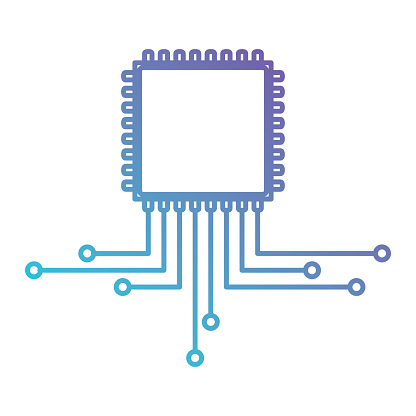 Ilustración de Icono De Microprocesador Cpu En La Silueta De Gradiente De  Color De Púrpura A Azul y más Vectores Libres de Derechos de Chip - iStock