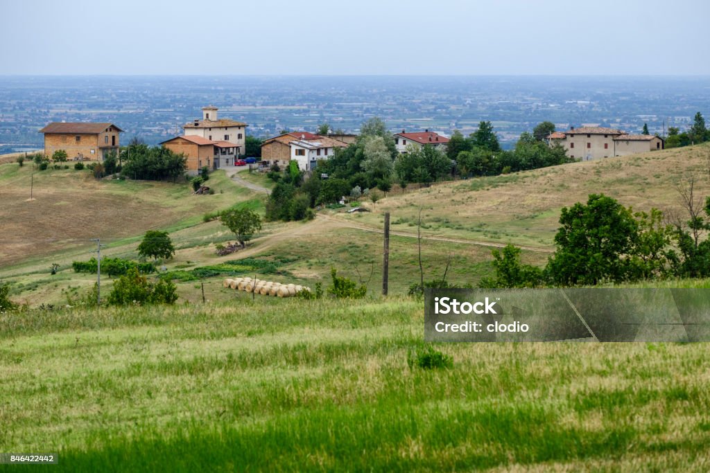 Summer landscape near Guiglia (Modena) Summer landscape along the road from Marano sul Panaro and Guiglia (Modena, Emilia Romagna, Italy) Agricultural Field Stock Photo