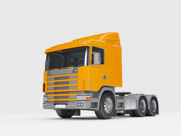 istock Logistics concept. Cabin of cargo truck isolated on white background. Front side view. 3D illustration 846425758