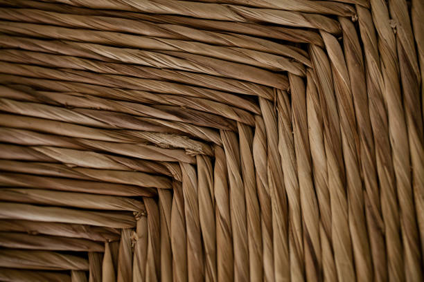 Wicker texture and background. Close up view of handmade wicker chair. Organic pattern. Abstract texture and background for designers. Macro view of wicker texture for graphic design.