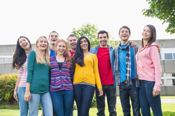 istock Group portrait of college students in the park 846428664