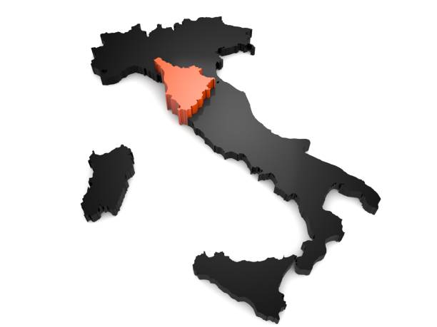 istock Italy 3d black and orange map, whith Umbria region highlighted 3d render 846435310