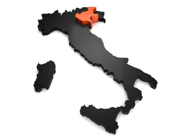 istock Italy 3d black and orange map, whith Veneto region highlighted 3d render 846435344