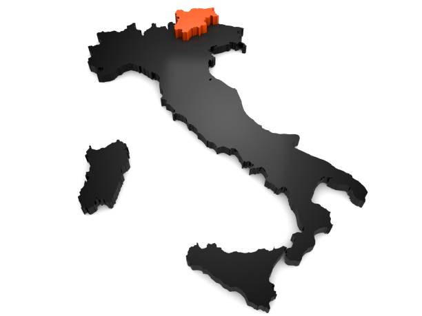 istock Italy 3d black and orange map, whith trentino region highlighted 3d render 846435366
