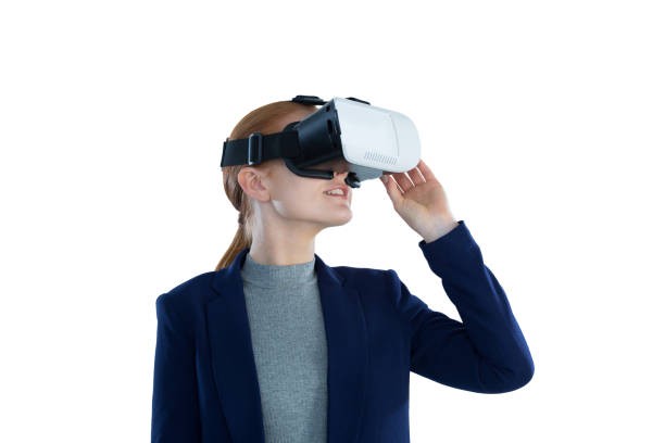 istock Young businesswoman wearing vr glasses 846440672