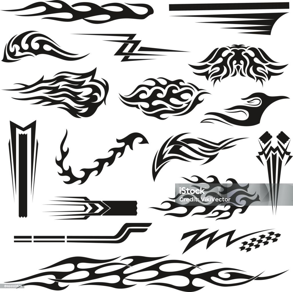 Collection graphique de vinyle noir décoration - clipart vectoriel de Tatouage libre de droits