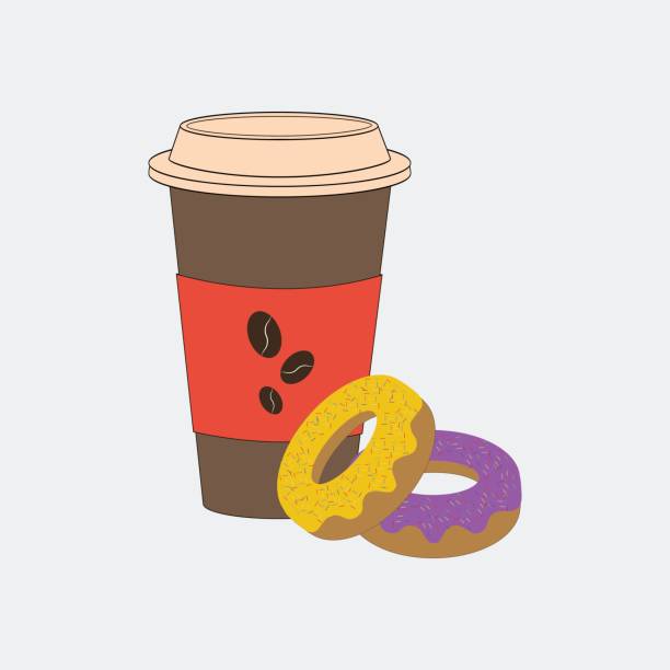 コーヒーとドーナツのイラスト - donut caffeine coffee cream点のイラスト素材／クリップアート素材／マンガ素材／アイコン素材