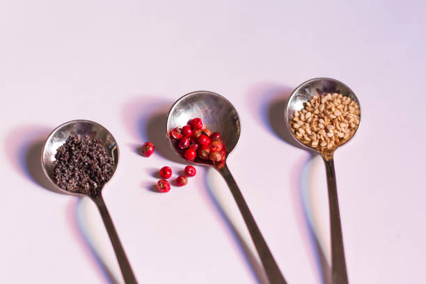 istock Round spoons with tasty spices for cooking 846447822