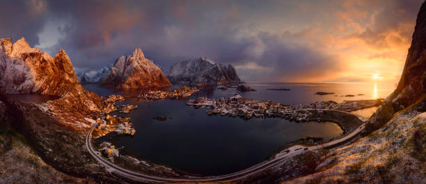istock Colorful sunrise over Reine 846455408