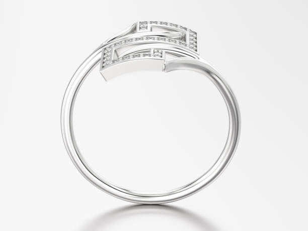istock 3D illustration white gold or silver engagement decorative diamond ring with reflection and shadow 846459090