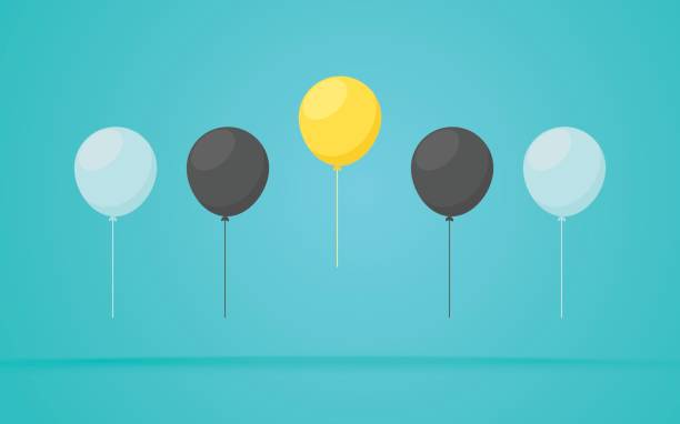 istock Stand out from the crowd. Outstanding unique yellow balloon. Business success concept. Uniqueness, leadership, independence, initiative, strategy, dissent, think different. 846472584