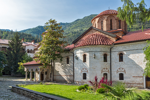 Bachkovo Monastery, Bulgaria - August 23, 2017:  Panoramic view of Medieval Bachkovo Monastery, Bulgaria
