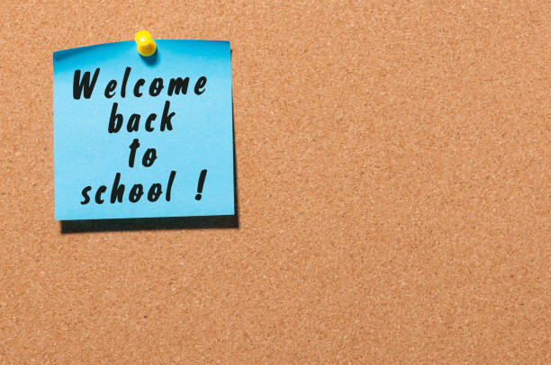 istock Welcome back to school background, sticker on notice board 846476292