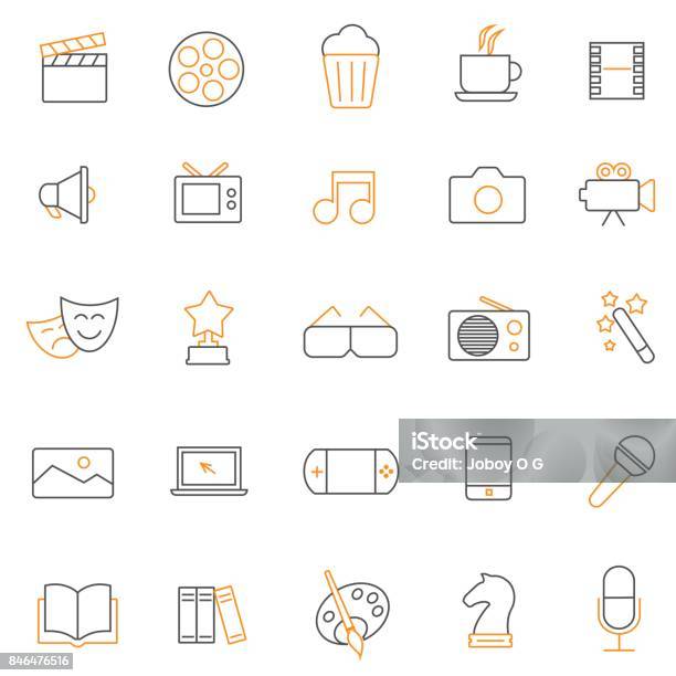 Entertainment Icons Stock Illustration - Download Image Now - Arts Culture and Entertainment, Audio Equipment, Book