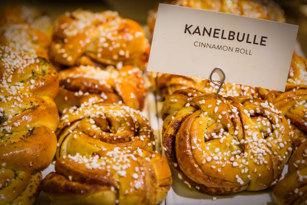 Swedish Cinnamon buns A collection of Swedish buns also called Kanelbulle kanelbulle stock pictures, royalty-free photos & images