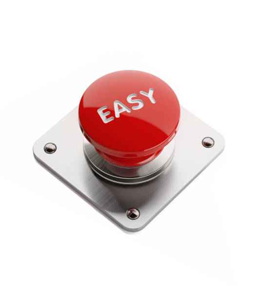 Red On and Off Button Isolated on White Background High quality 3d render of a red on and off button isolated on background. Easy writes on the surface of push button. Clipping path for on and off button is included. Horizontal composition with copy space. easy button image stock pictures, royalty-free photos & images