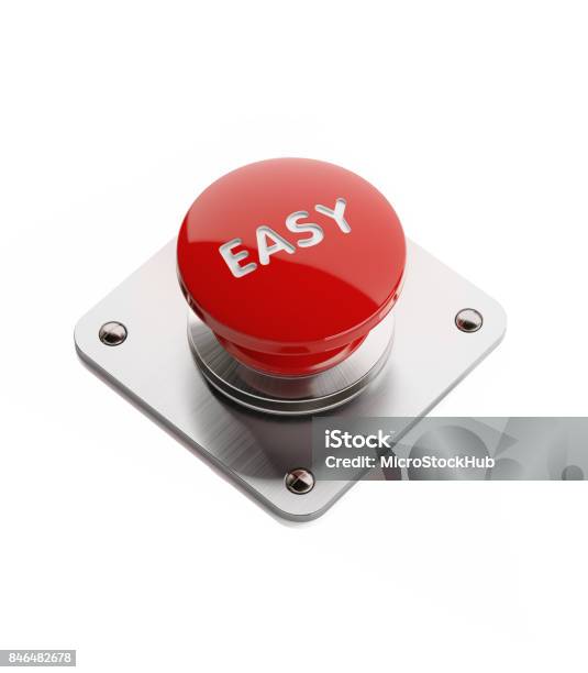 Red On And Off Button Isolated On White Background Stock Photo - Download Image Now - Effortless, Push Button, Assistance