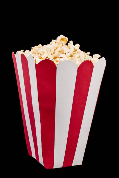 istock Popcorn box in red and white color on black background 846488864